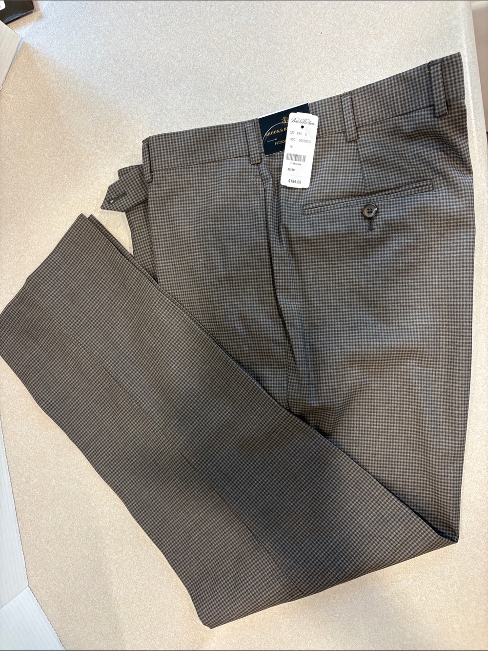 Brooks Brothers Men's Dress Pants - Gray Micro-Check